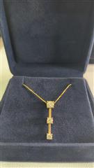 Diamond Necklace 3 Diamonds .85 Carat T.W. 14K Yellow Gold 4.3g